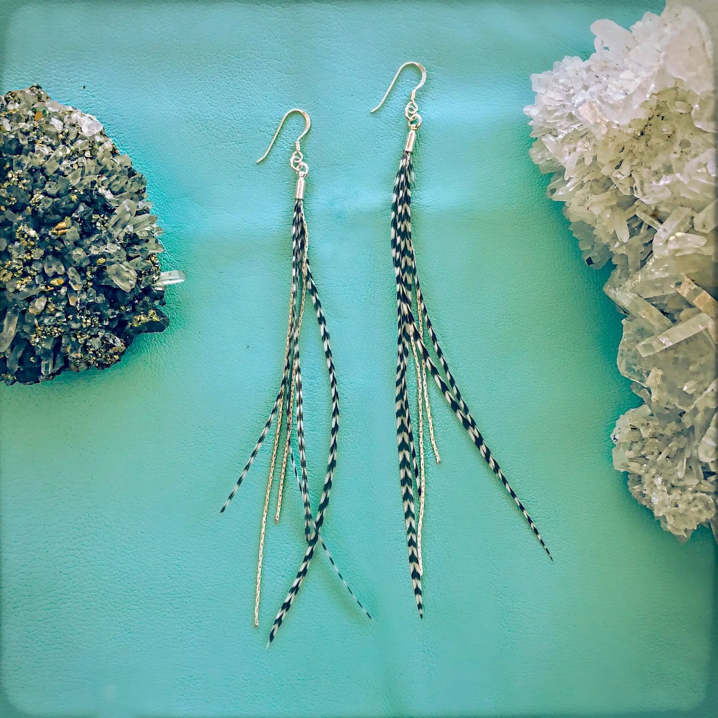 Best hoop earrings with multi-colored gemstones for a vibrant and lively touch-Mini Feather Earrings in Grizzly/Silver