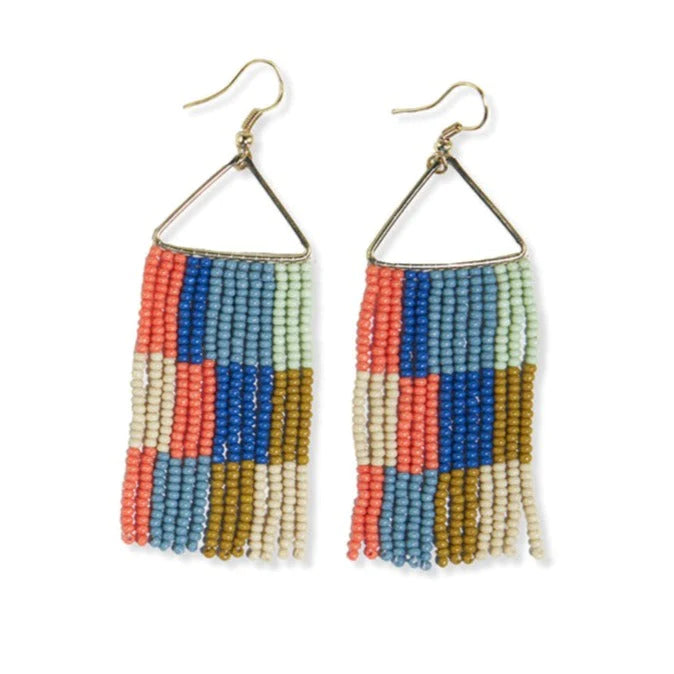 Best hoop earrings with baroque pearls for a luxurious and elegant vibe-Whitney Checkered Beaded Fringe Earrings Coastal