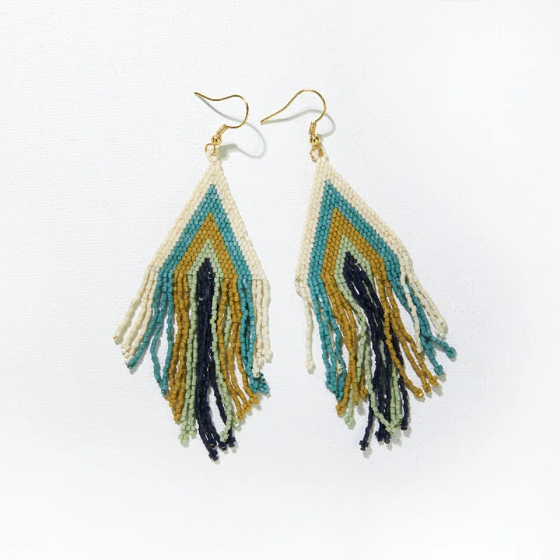 Hoop earrings with faceted crystals for added sparkle and shine-Navy Teal Citron Luxe Stripe Earrings