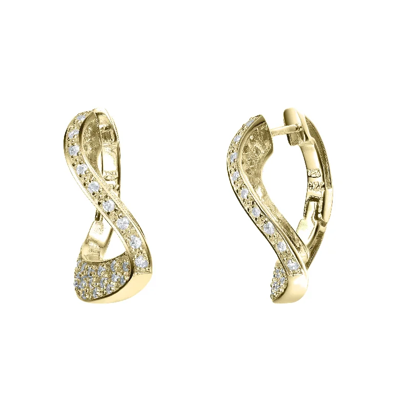 Hoop earrings with artistic filigree designs for an intricate, delicate finish-Gold-Plated Sterling Silver Infinity Cubic Zirconia Earrings