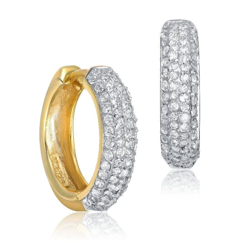 Hoop earrings with textured gold for a refined and sophisticated aesthetic-Gold-Plated Sterling Silver Pave Cubic Zirconia Hoop Earrings