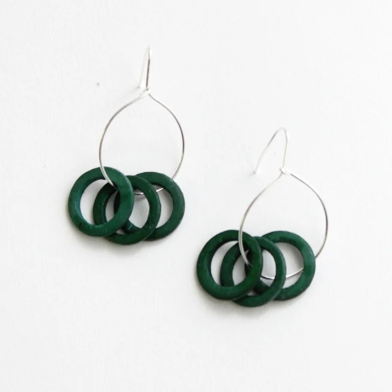 Best hoop earrings with twisted rope designs for a nautical-inspired style-Green Circle Dangle Earrings.