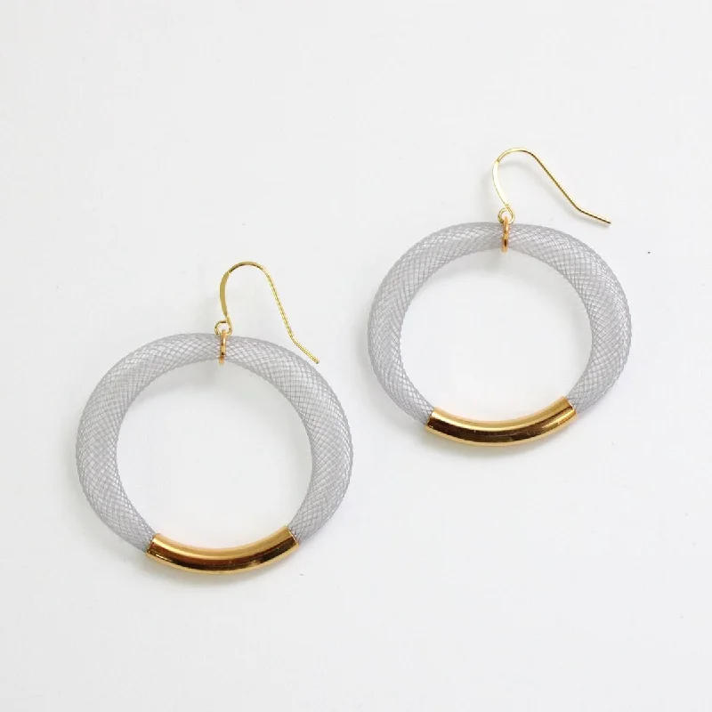 Best hoop earrings with Swarovski crystals for added sparkle and luxury-Grey Mesh Hoop Earring Gold