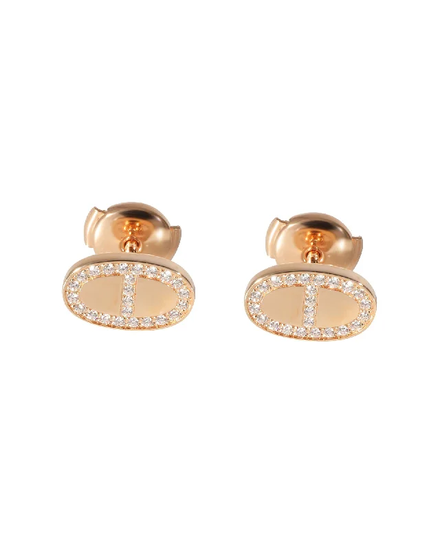 Hoop earrings with hearts for a sweet and romantic gesture-Hermès Chaine d'Ancre Contour Earrings in 18k Rose Gold 0.18 CTW