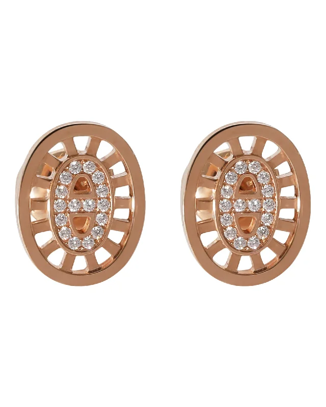 Hoop earrings with artistic filigree designs for an intricate, delicate finish-Hermès Chaine d'ancre Divine  Earrings in 18k Rose Gold 0.13 CTW