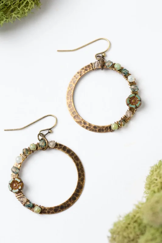 Best hoop earrings with oval shapes for a unique and elongated design-Heron Czech Glass, Quartz Hoop Earrings In Multi