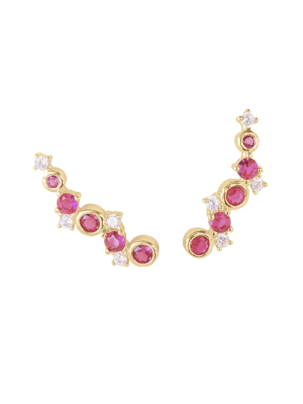 Best hoop earrings with gold for a luxurious and timeless look-Jax Climber Fuchsia