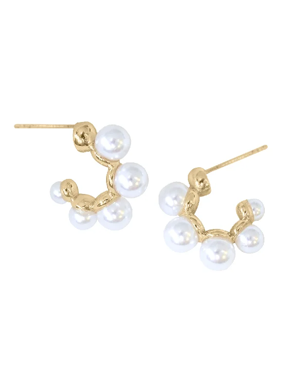 Best hoop earrings with vintage coins for a retro, antique-inspired style-Kona Pearl Hoops