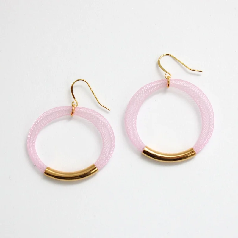 Hoop earrings with twisted metal designs for a dynamic and modern style-Lavender Mesh Hoop Earring Gold