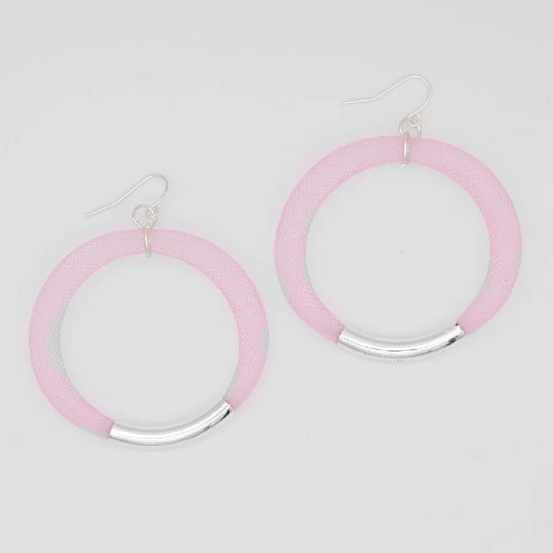 Best hoop earrings with minimal embellishments for a sleek and modern look-Light Pink Mesh Hoop Earring