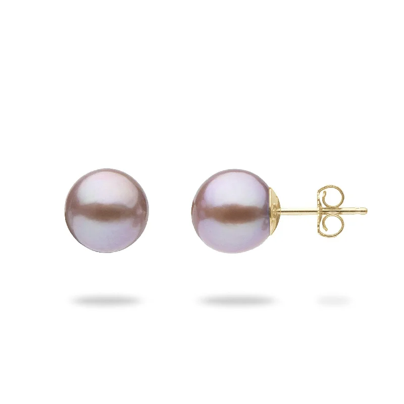 Hoop earrings with polished silver finish for a shiny, modern appeal-Lilac Freshwater Pearl Earrings in Gold - 9-10mm