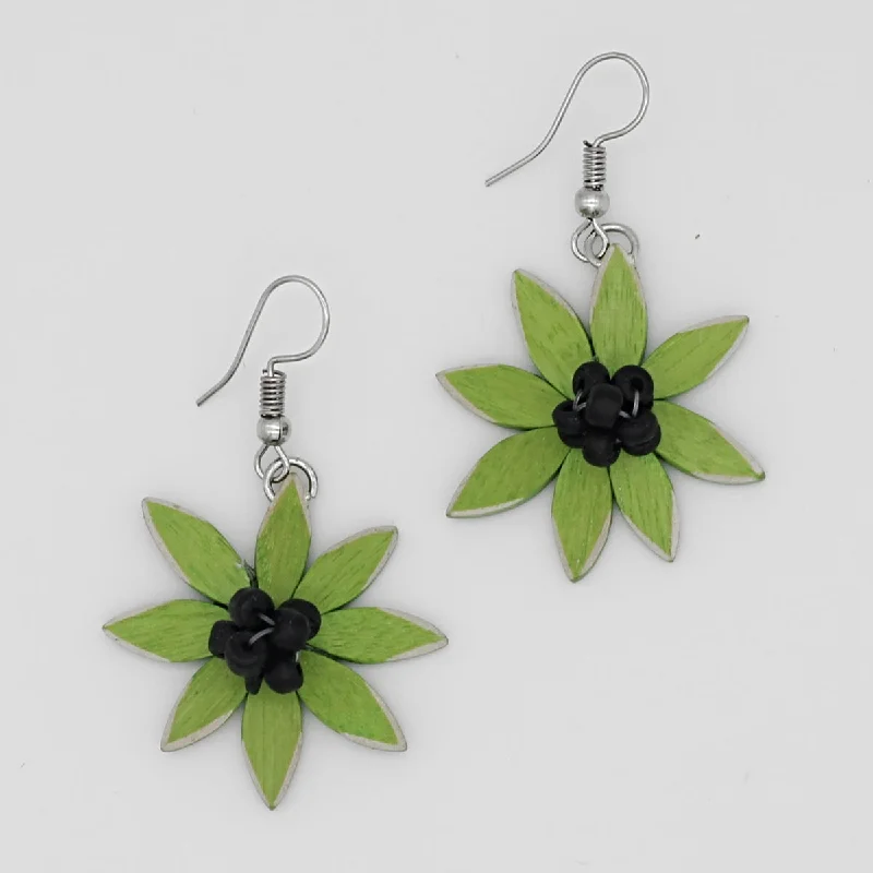 Hoop earrings with enamel stripes for a colorful and eye-catching design-Lime Amaya Flower Earrings