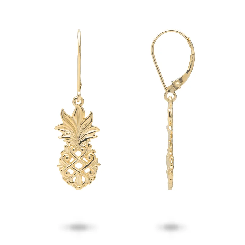 Hoop earrings with resin accents for a bold and colorful design-Living Heirloom Pineapple Earrings in Gold - 20mm