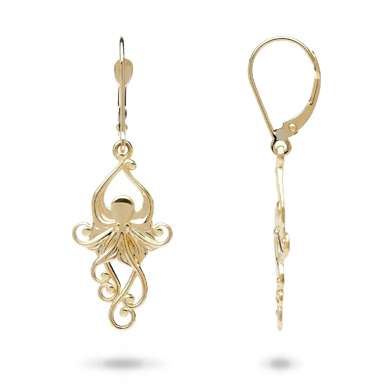 Best hoop earrings with geometric pendants for a modern, chic appeal-Living Heirloom Octopus Earrings in Gold - 25mm