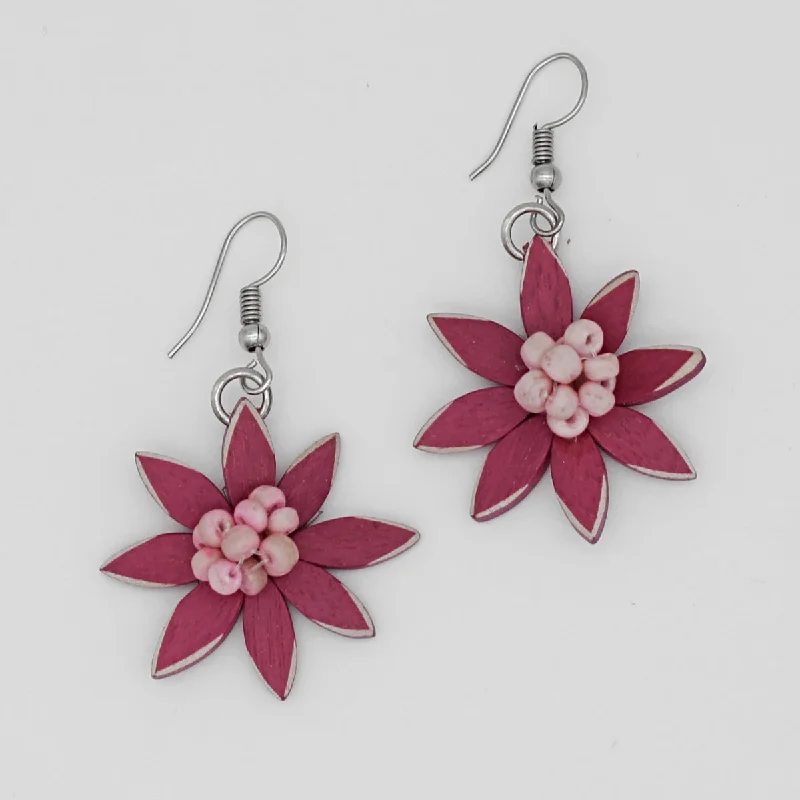 Best hoop earrings with twisted rope designs for a nautical-inspired style-Magenta Amaya Flower Earrings