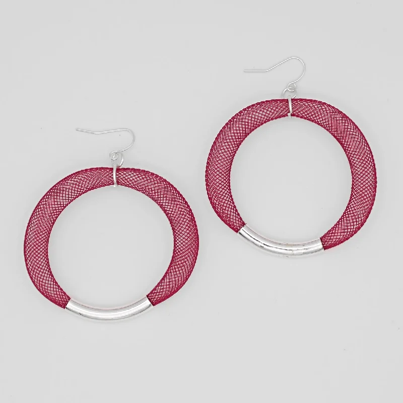 Best hoop earrings with matte finish for a sophisticated, understated design-Maroon Mesh Hoop Earring