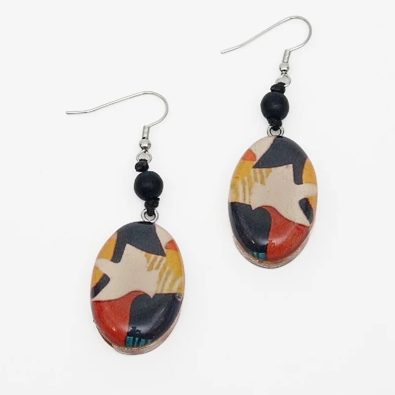 Best hoop earrings with crescent-shaped designs for a bold, moon-inspired style-Multi Color Bird Print Earrings