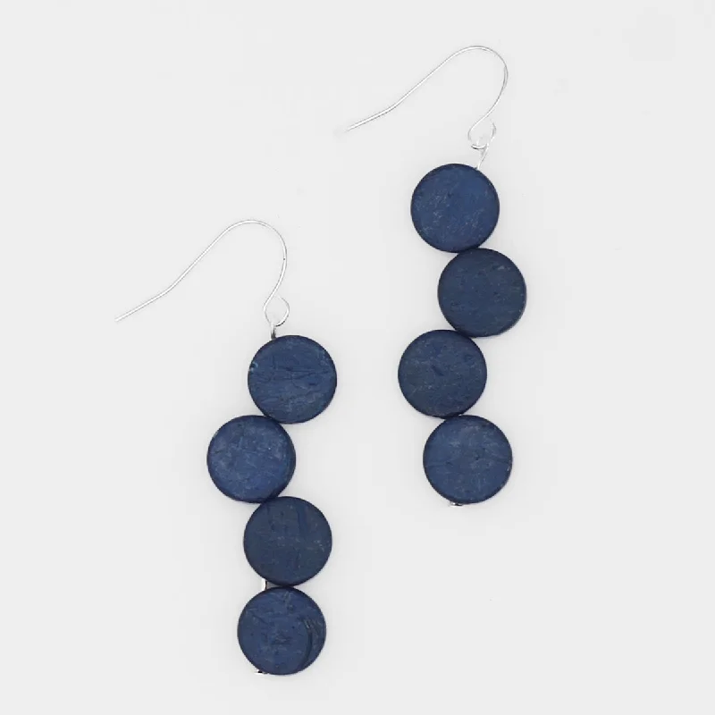 Hoop earrings with intricate designs for a unique and artistic appearance-Navy Eva Dangle Earrings