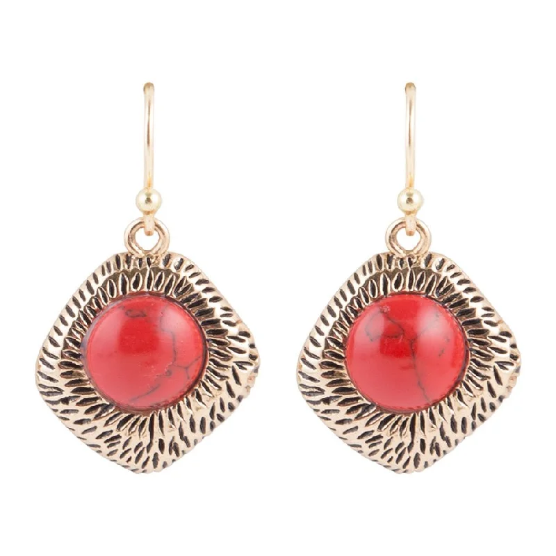 Hoop earrings with pearl accents for a chic and classic style-Nomad Red Howlite Earrings