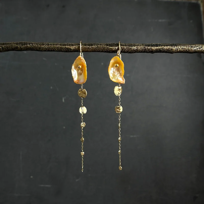 Hoop earrings with hammered textures for a boho-chic and rustic vibe-Peach Pearl Garden Earrings