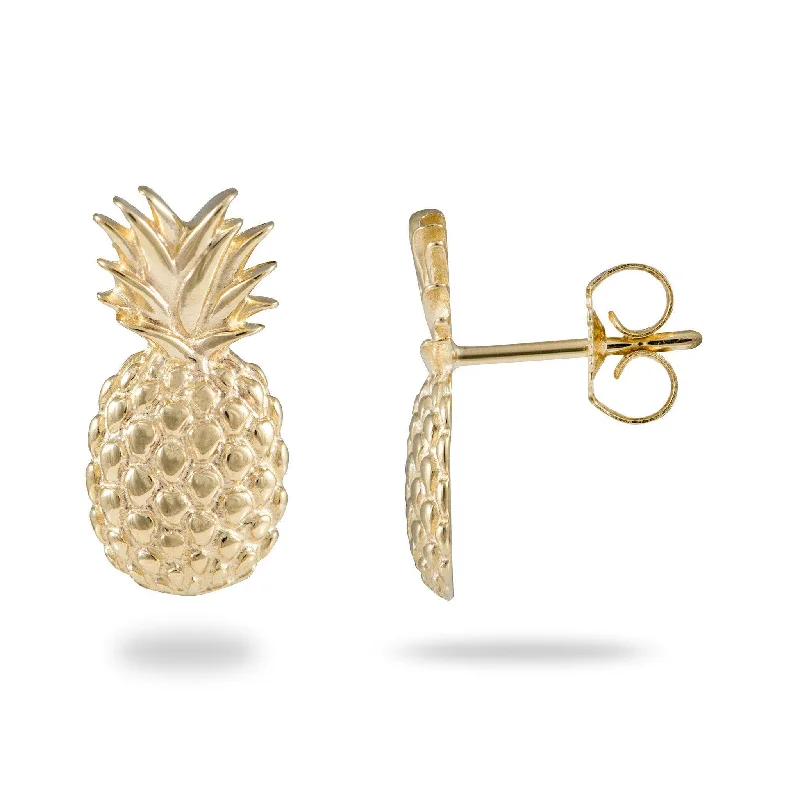 Best hoop earrings with minimalist designs for a clean and modern aesthetic-Pineapple Earrings in Gold - 15mm