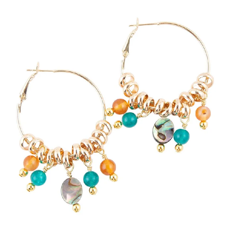 Hoop earrings with open designs for a modern, lighthearted vibe-Poseidon Abalone Dangle Hoop Earrings