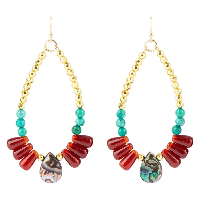 Best hoop earrings with turquoise stones for a bohemian-inspired vibe-Poseidon Abalone Statement Earrings