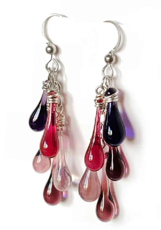 Hoop earrings with open designs for a modern, lighthearted vibe-Purple and Pink Cascade Earrings