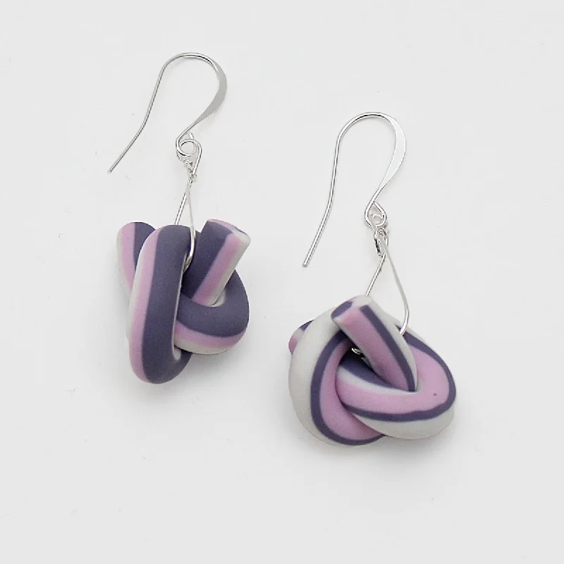 Hoop earrings with textured gold for a refined and sophisticated aesthetic-Purple Knot Dangle Earrings