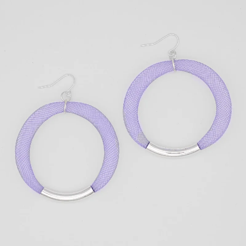 Best hoop earrings with asymmetrical designs for a fashion-forward, avant-garde look-Purple Mesh Hoop Earring