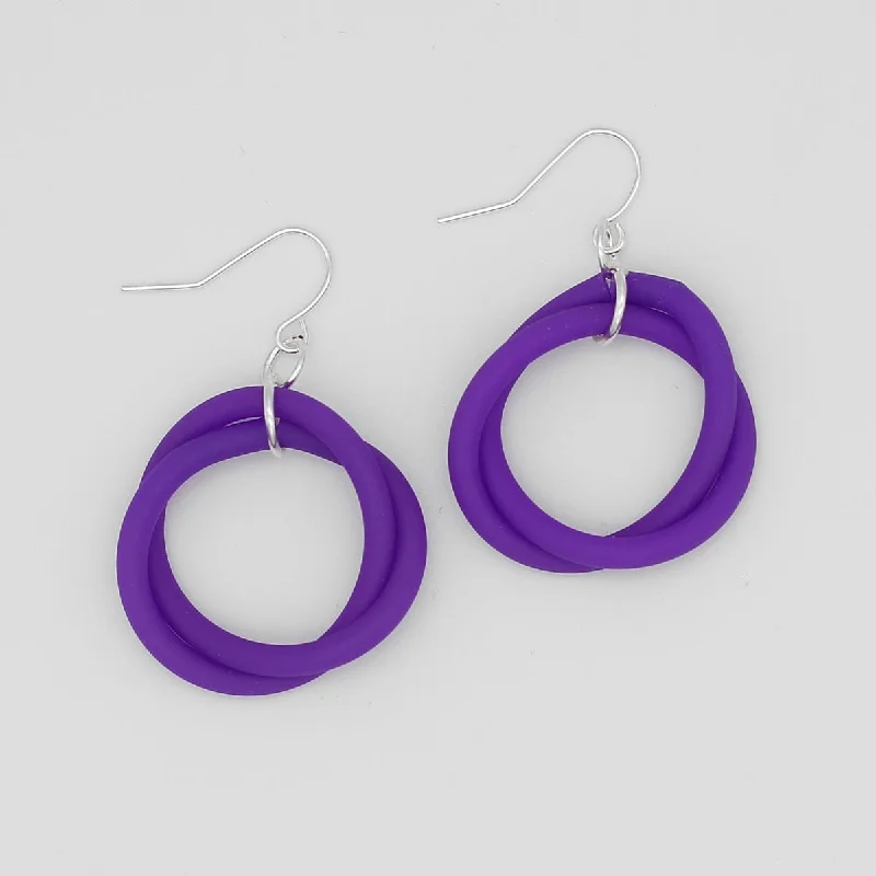 Classic hoop earrings with a thin profile for a sleek and subtle style-Purple Cefalu Swirl Earring