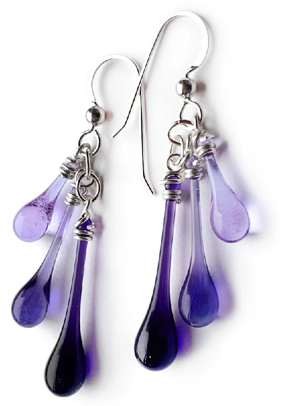 Best hoop earrings with geometric hexagon shapes for a modern, angular look-Purple Trio Earrings