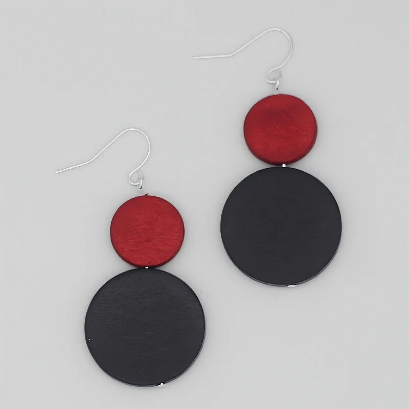 Hoop earrings with polished metal for a shiny and high-quality finish-Red and Black Double Bead Isla Earrings