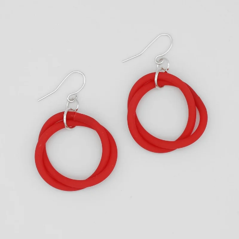 Hoop earrings with a matte black finish for a sleek, edgy vibe-Red Cefalu Swirl Earring