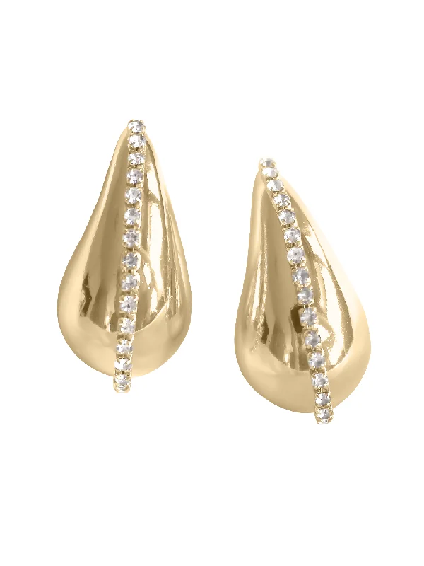 Stylish hoop earrings with diamond accents for an elegant and sparkling effect-Rhine Teardrop