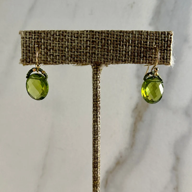 Best hoop earrings with turquoise stones for a bohemian-inspired vibe-Peridot Drops