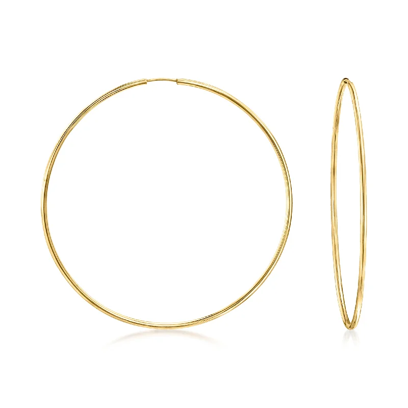 Medium hoop earrings for an everyday look with the perfect balance of style-Ross-Simons 1.5mm 14kt Yellow Gold Endless Hoop Earrings