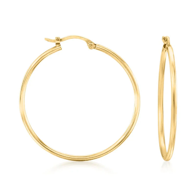 Best hoop earrings with rose gold for a romantic and warm aesthetic-Ross-Simons 1.5mm 14kt Yellow Gold Large Hoop Earrings