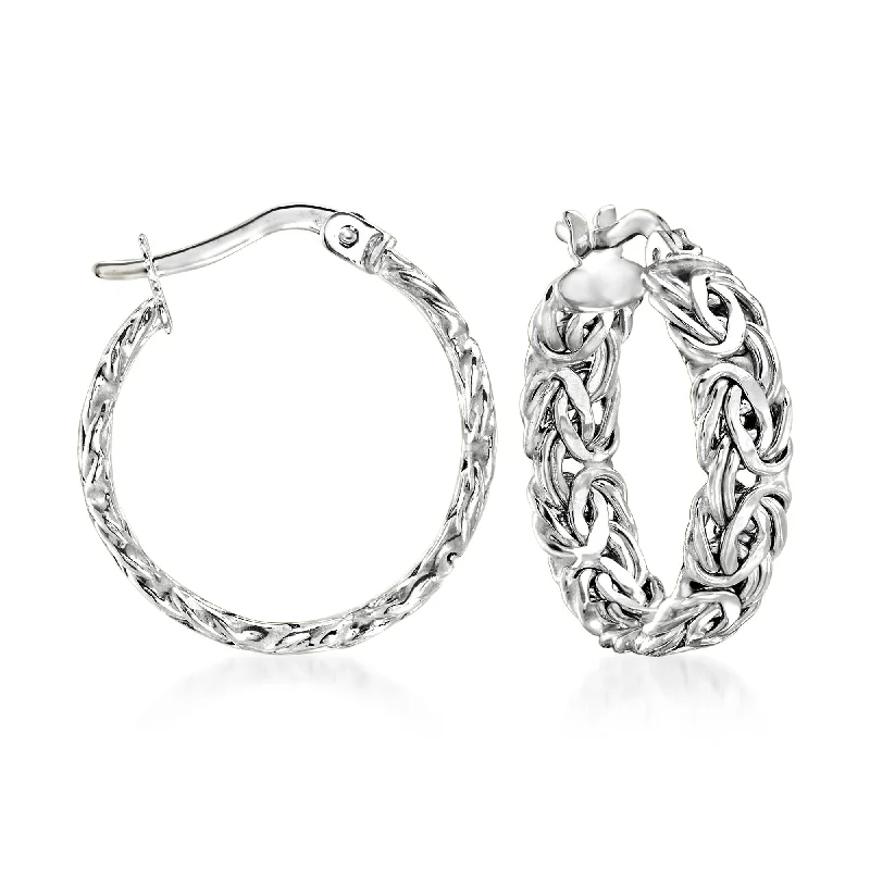 Best hoop earrings with minimal embellishments for a sleek and modern look-Ross-Simons 14kt White Gold Byzantine Hoop Earrings