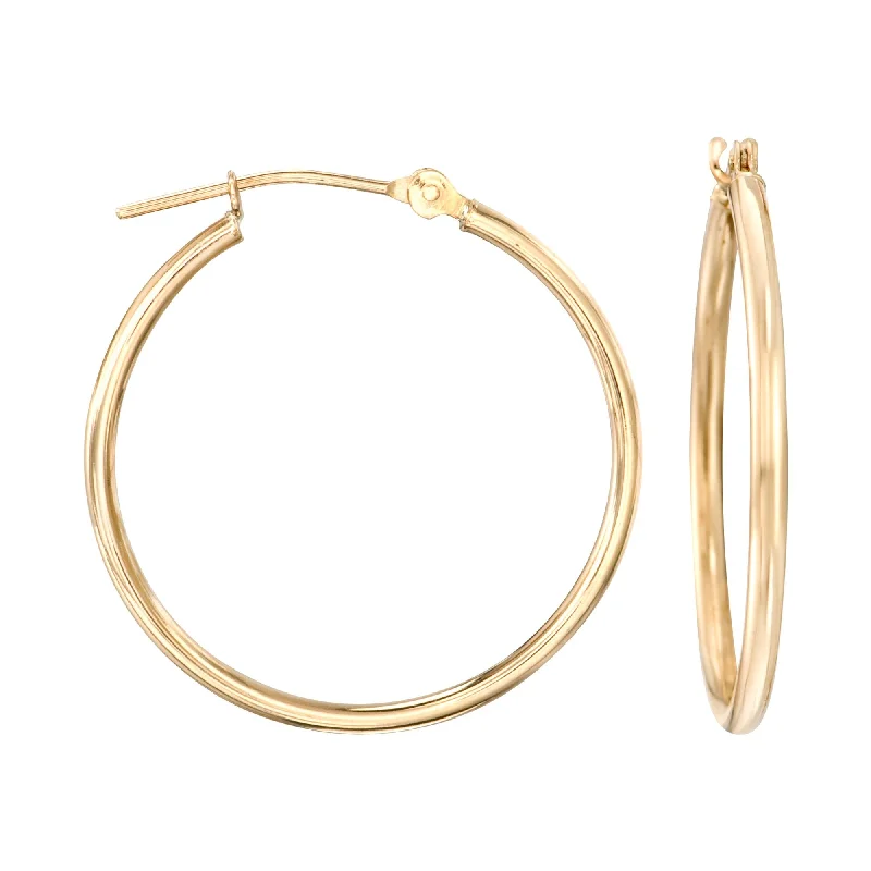 Hoop earrings with gold accents for a warm, elegant statement piece-Ross-Simons 15mm 14kt Yellow Gold Small Hoop Earrings