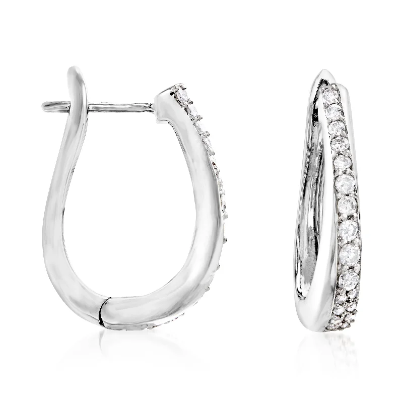 Best hoop earrings with custom designs for a personalized, unique accessory-Ross-Simons Diamond Hoop Earrings in Sterling Silver