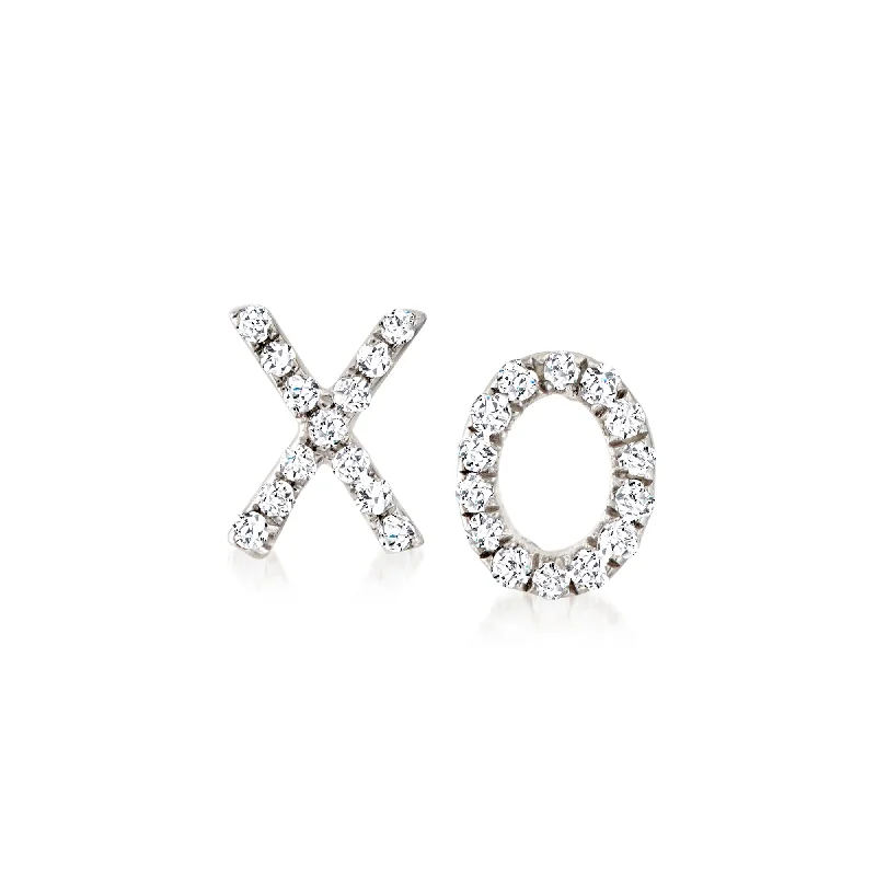 Hoop earrings with rhinestone embellishments for a glamorous and sparkling look-Ross-Simons Diamond Xo Mismatched Earrings in Sterling Silver