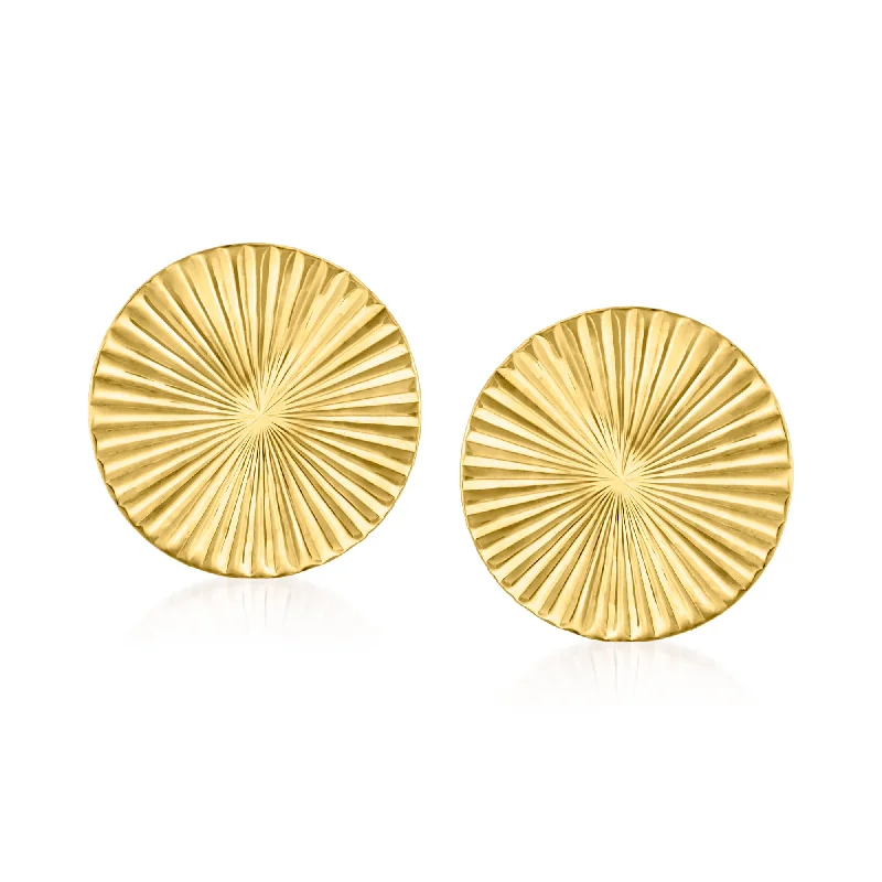 Hoop earrings with dangling charms for a playful and fun look-Ross-Simons Italian 14kt Yellow Gold Starburst Circle Earrings