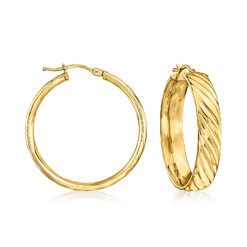 Hoop earrings with circle designs for a classic and timeless shape-Ross-Simons Italian 18kt Yellow Gold Hoop Earrings