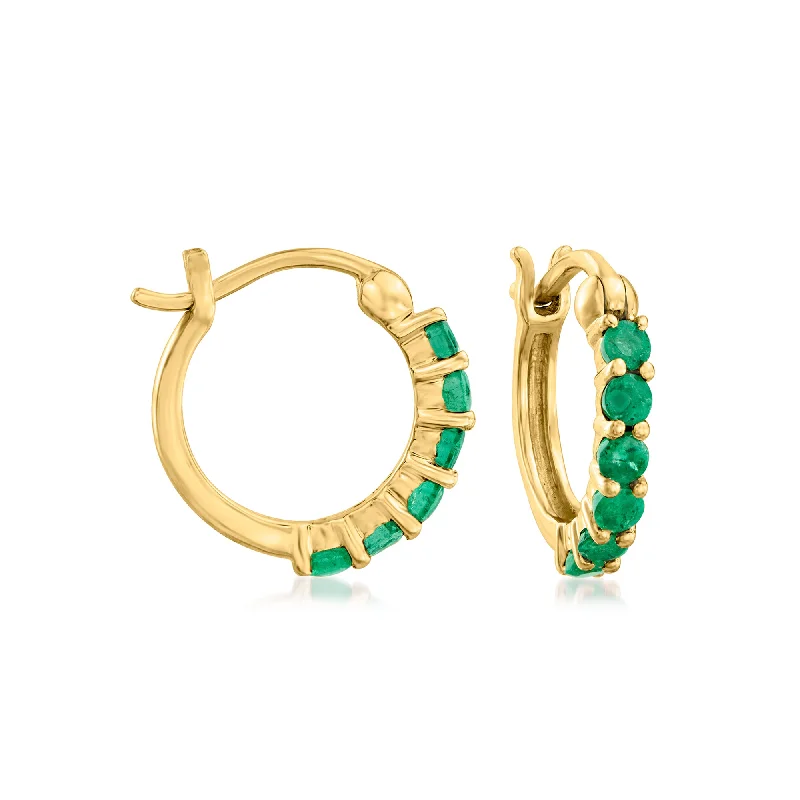 Large hoop earrings for a bold and statement-making fashion accessory-RS Pure by Ross-Simons Emerald Huggie Hoop Earrings in 14kt Yellow Gold