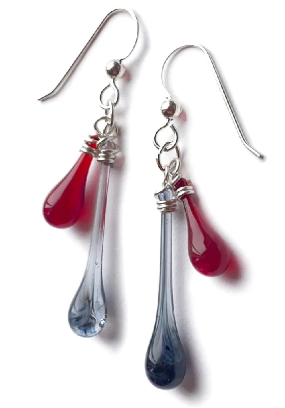 Best hoop earrings with sterling silver for an affordable and chic design-Smokey Red Duet Earrings