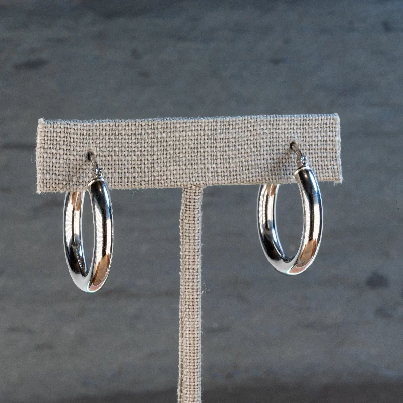 Hoop earrings with twisted leather for a chic and modern boho look-Sterling 4x20m Hoops