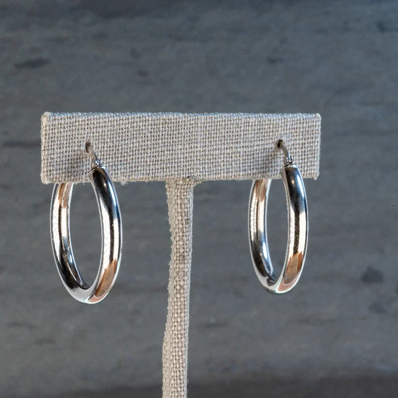 Best hoop earrings with textured silver for a rustic and organic finish-Sterling 4x25mm Hoops