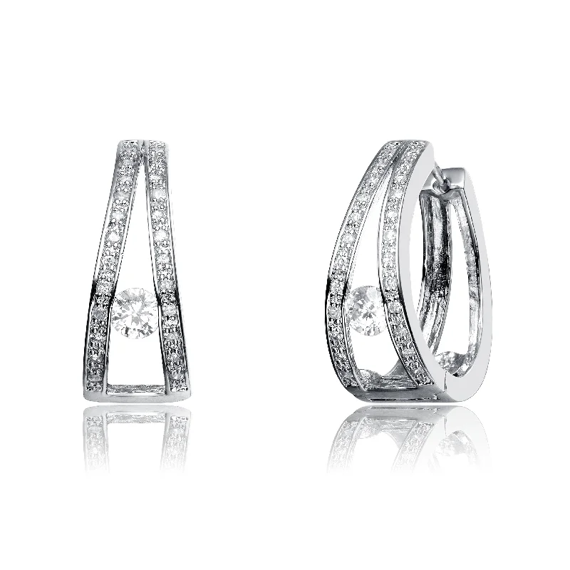 Best hoop earrings with lever-back closures for secure and easy wear-Sterling Silver Cubic Zirconia Double Hoop Earrings