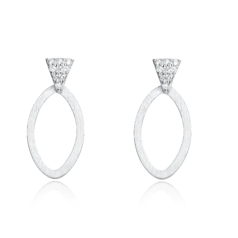 Hoop earrings with infinity loop designs for a continuous and eternal shape-Sterling Silver Cubic Zirconia Simple Hoop Last Pair Earrings